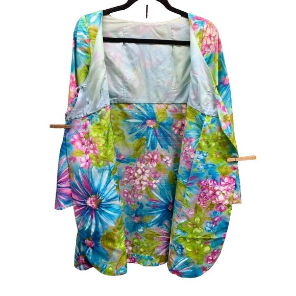 VINTAGE 70s Bright Floral Handmade Baby  Doll Tunic Pant Set Womens Bell Bottom - Picture 7 of 16